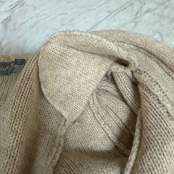 Intuitions vintage 100% wool cable knit open front cardigan shoulder pads sz L - Picture 5 of 7